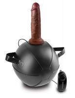 Мини-мяч с фаллической насадкой коричневого цвета и вибрацией Vibrating Mini Sex Ball with 7  Dildo - 17,7 см. Арт: 57864