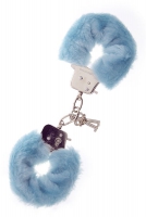 Голубые меховые наручники METAL HANDCUFF WITH PLUSH BLUE Арт: 4444