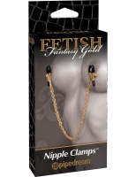 Чёрные с золотом зажимы на соски Gold Chain Nipple Clamps Арт: 18202