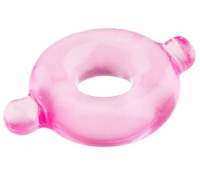 Розовое эрекционное кольцо с ушками для удобства надевания BASICX TPR COCKRING PINK Арт: 46985